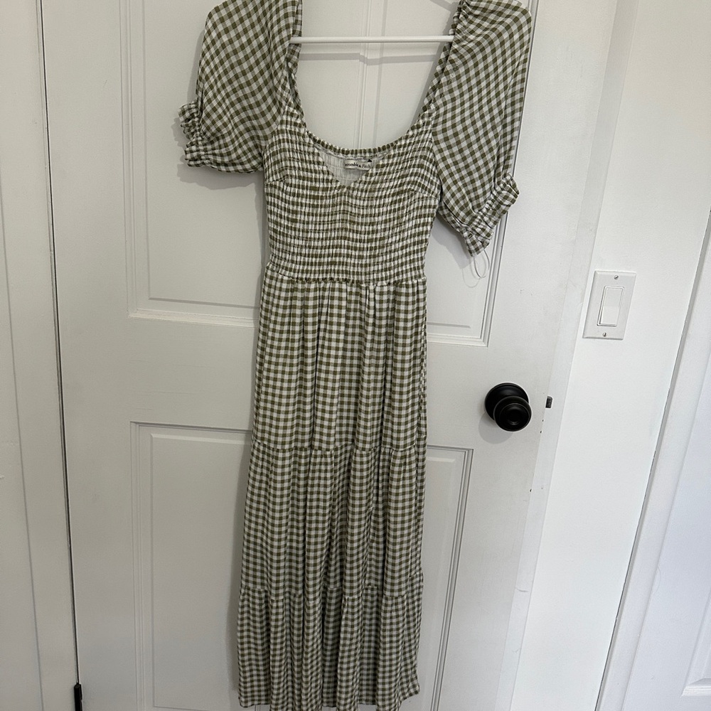 Abercrombie & Fitch Green Gingham Maxi Dress